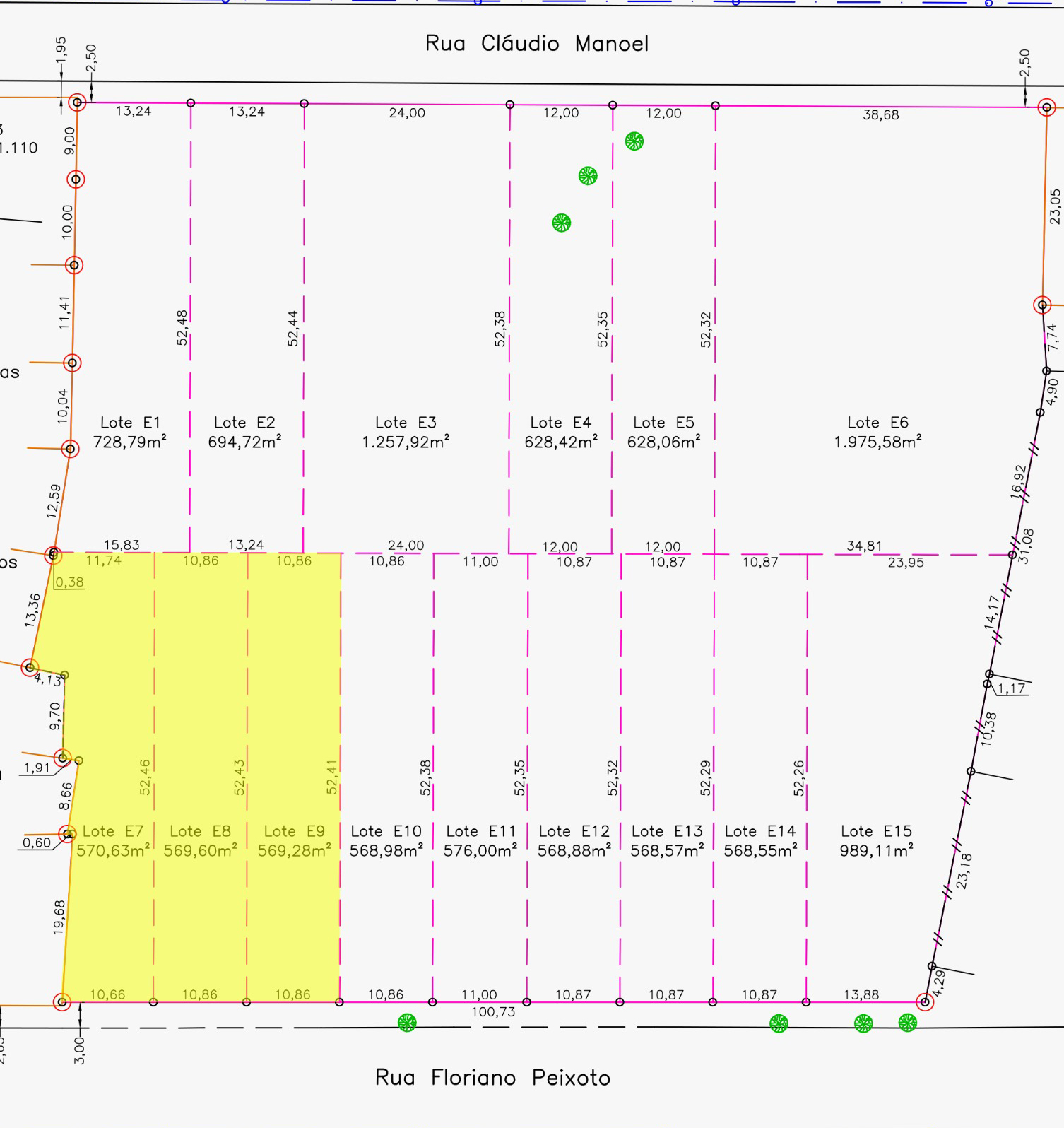 3 Terrenos (1709m²) – Rua Floriano Peixoto – Bairro Miranda